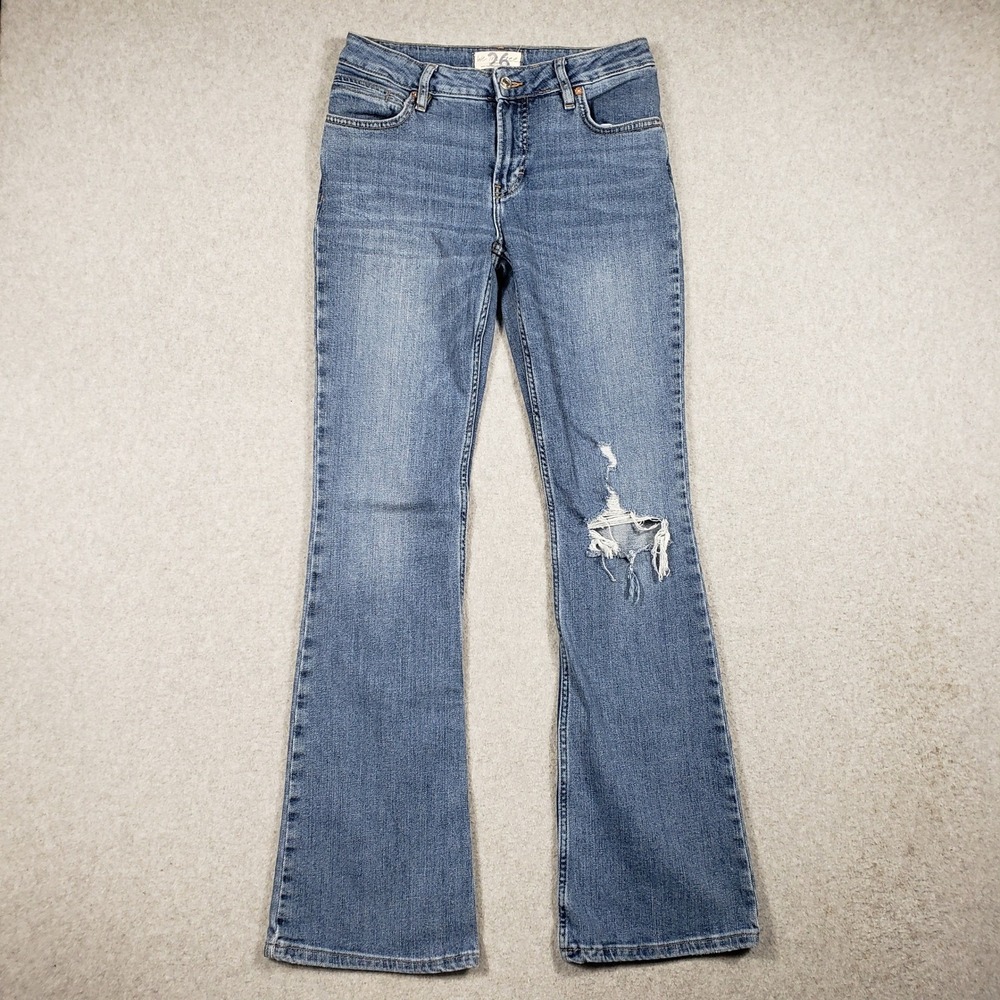 Free People We The Free Flare‎ Jeans 26 Blue Denim 70s Revival Boho Festival EUC